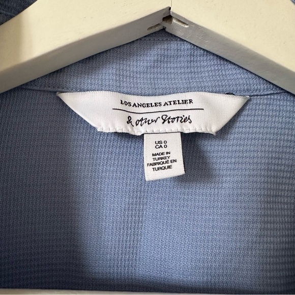 & Other Stories Blue Button Down Tie Waist Shirt Size 0 - Picture 4 of 8